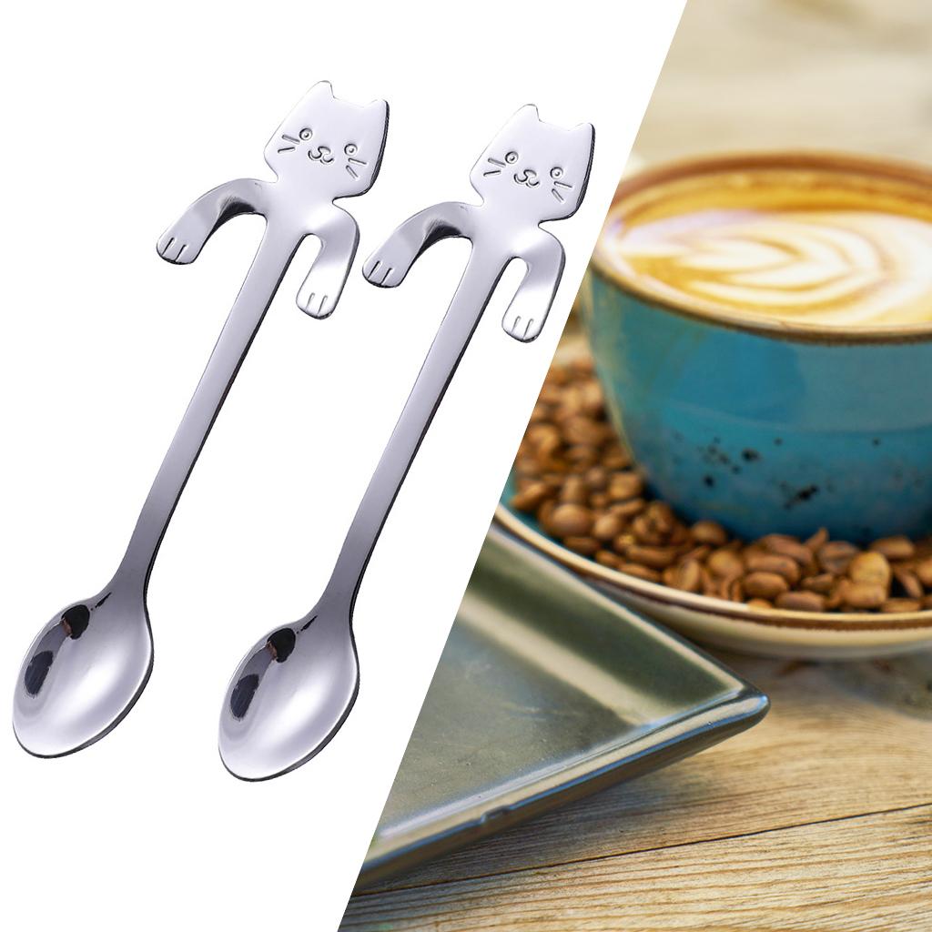 Coffee Spoon Mini Cartoon Espresso Spoons for Dessert Coffee Cappuccino Home silver