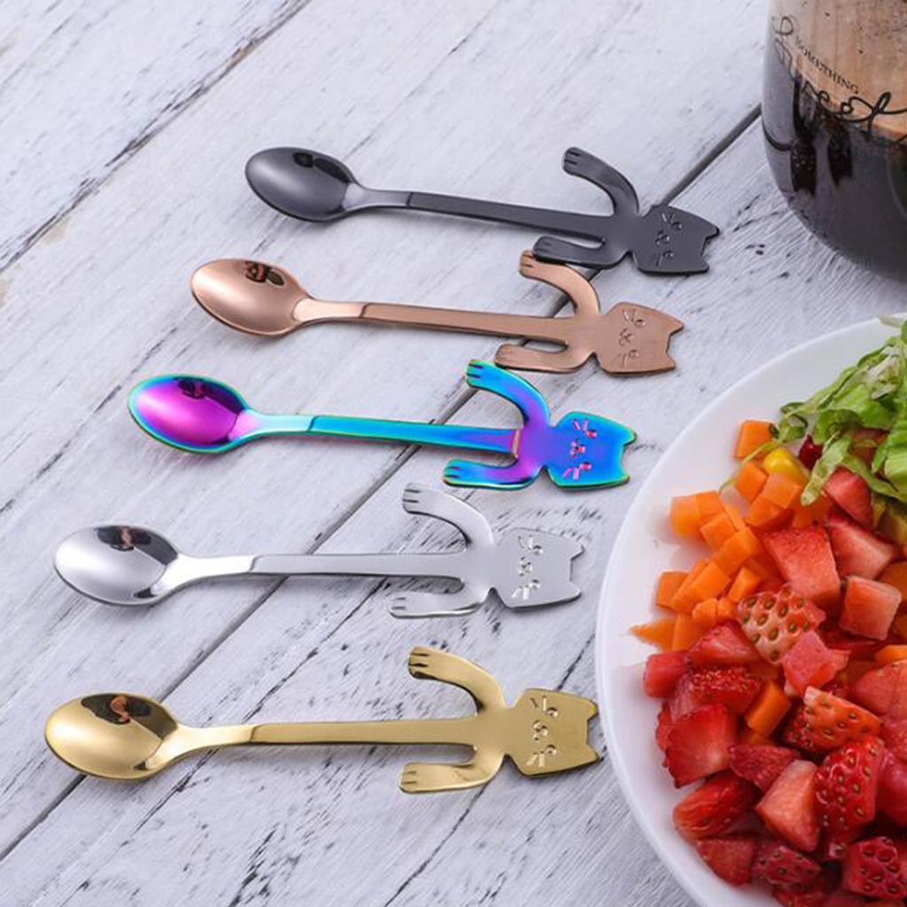 Coffee Spoon Mini Cartoon Espresso Spoons for Dessert Coffee Cappuccino Home silver