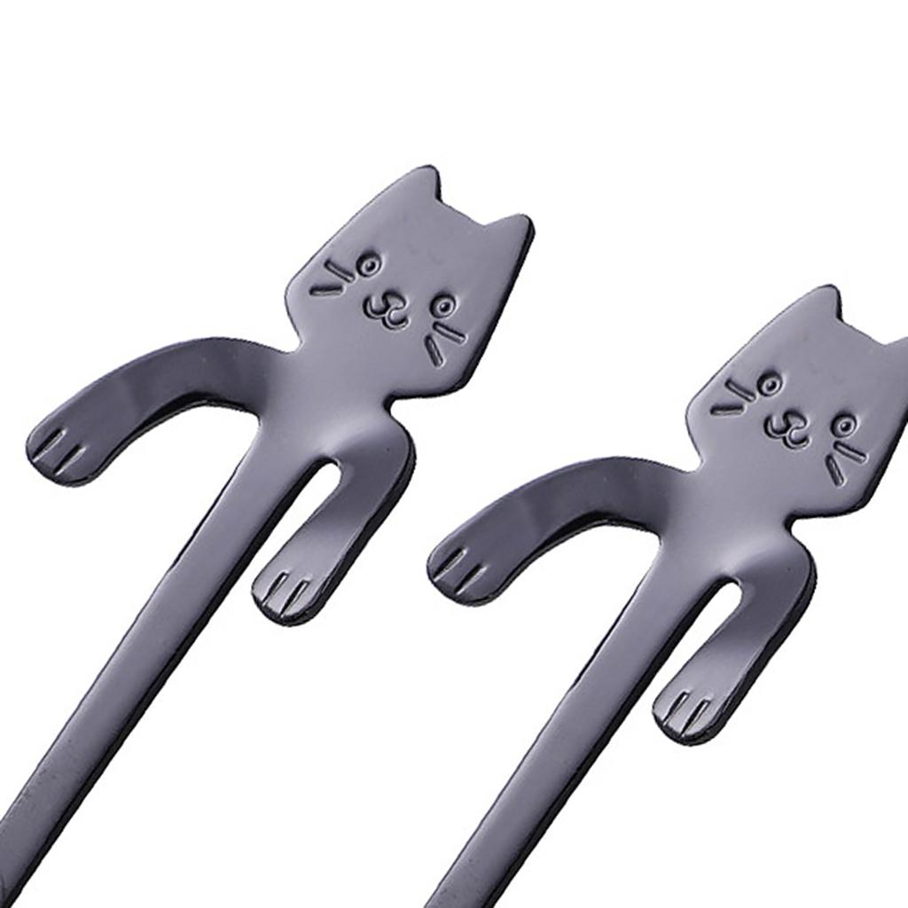 Coffee Spoon Mini Cartoon Espresso Spoons for Dessert Coffee Cappuccino Home black