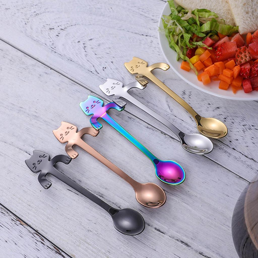 Coffee Spoon Mini Cartoon Espresso Spoons for Dessert Coffee Cappuccino Home black