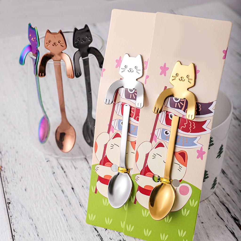 Coffee Spoon Mini Cartoon Espresso Spoons for Dessert Coffee Cappuccino Home black
