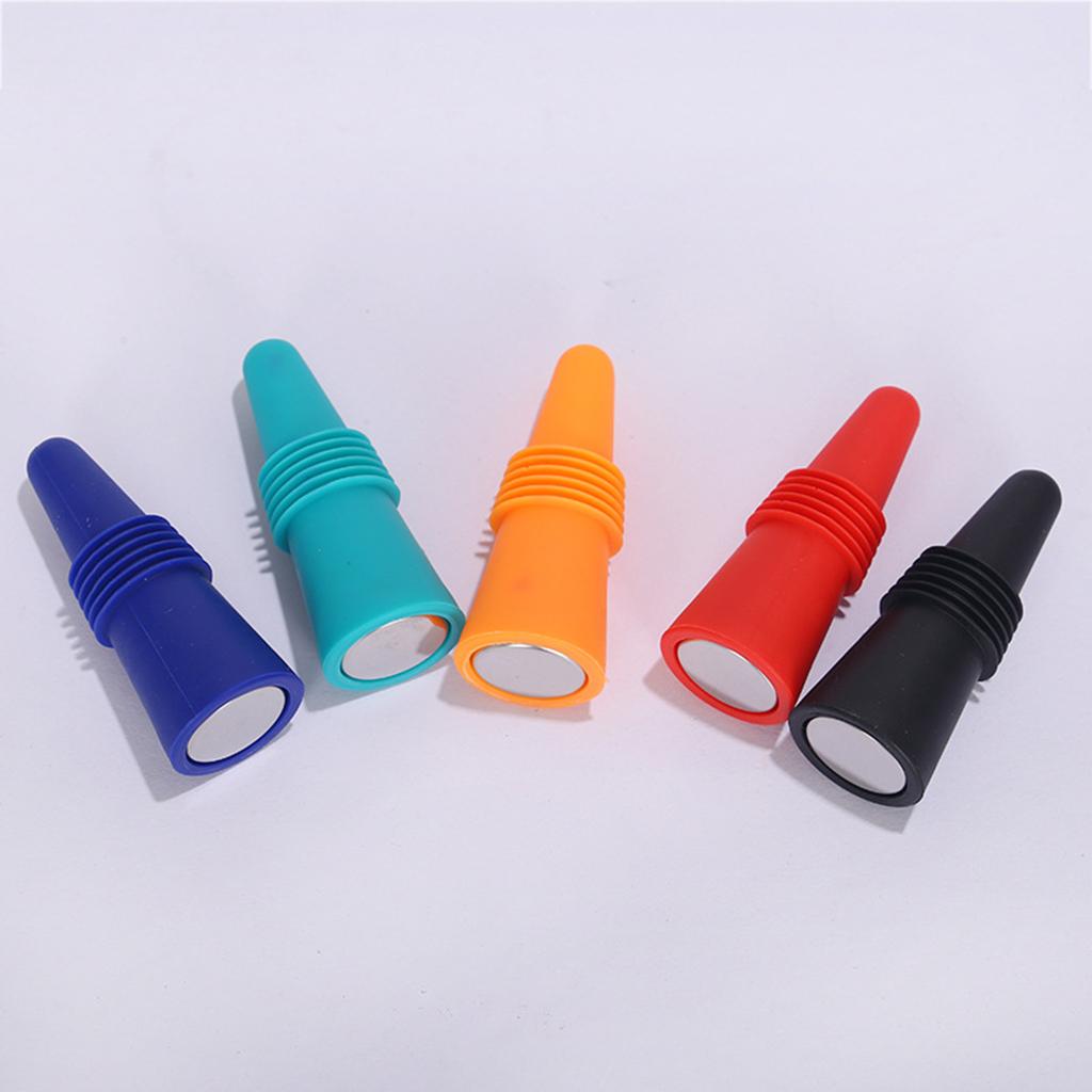 Portable Wine Bottle Stopper Beverage Bottle Stoppers with Grip Top Blue