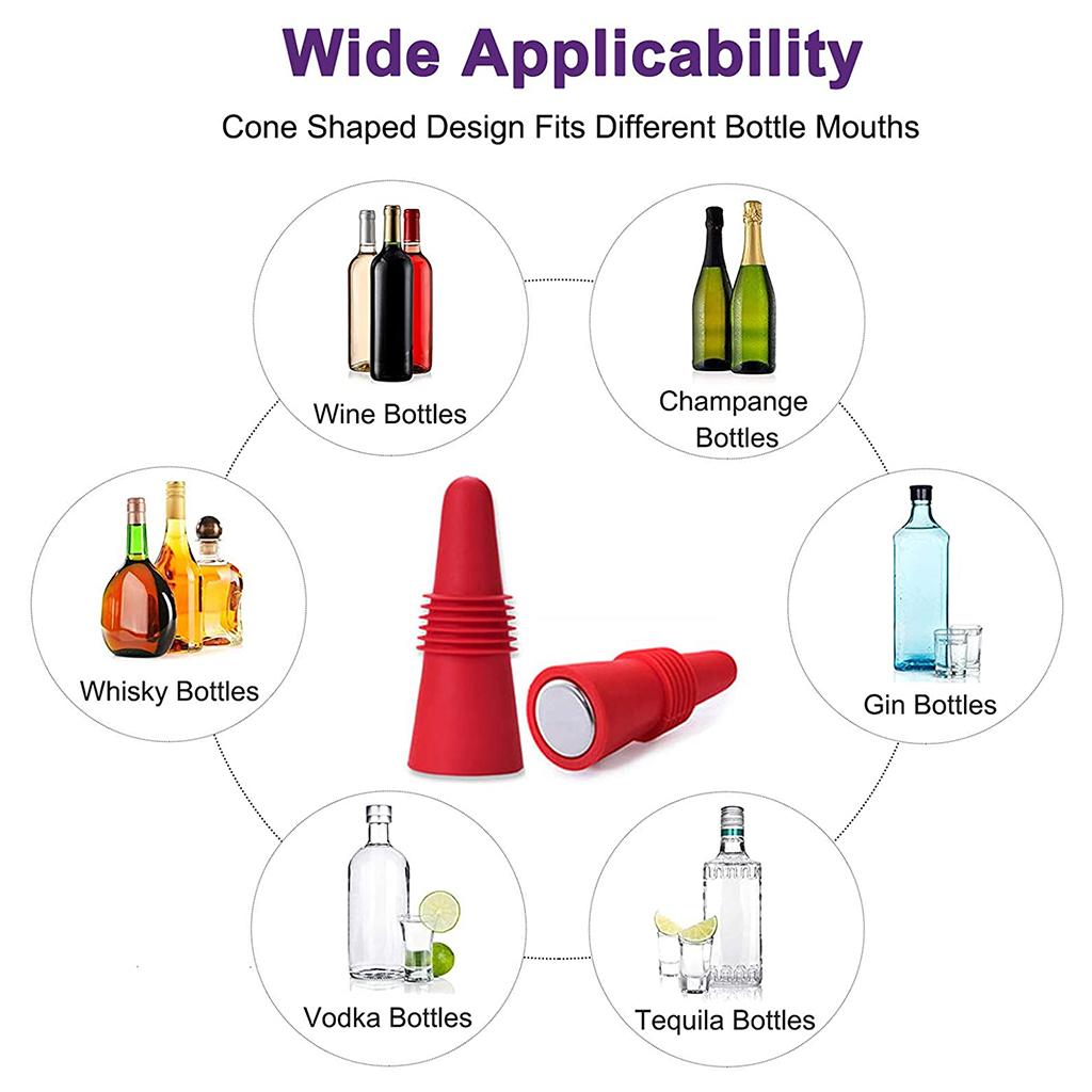 Portable Wine Bottle Stopper Beverage Bottle Stoppers with Grip Top Red