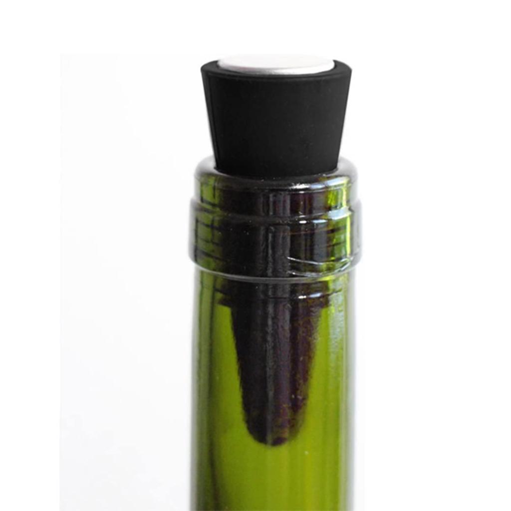 Portable Wine Bottle Stopper Beverage Bottle Stoppers with Grip Top Black