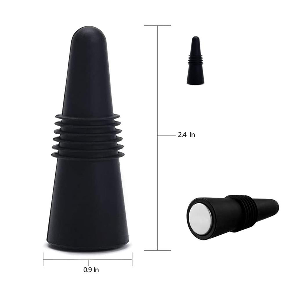 Portable Wine Bottle Stopper Beverage Bottle Stoppers with Grip Top Black