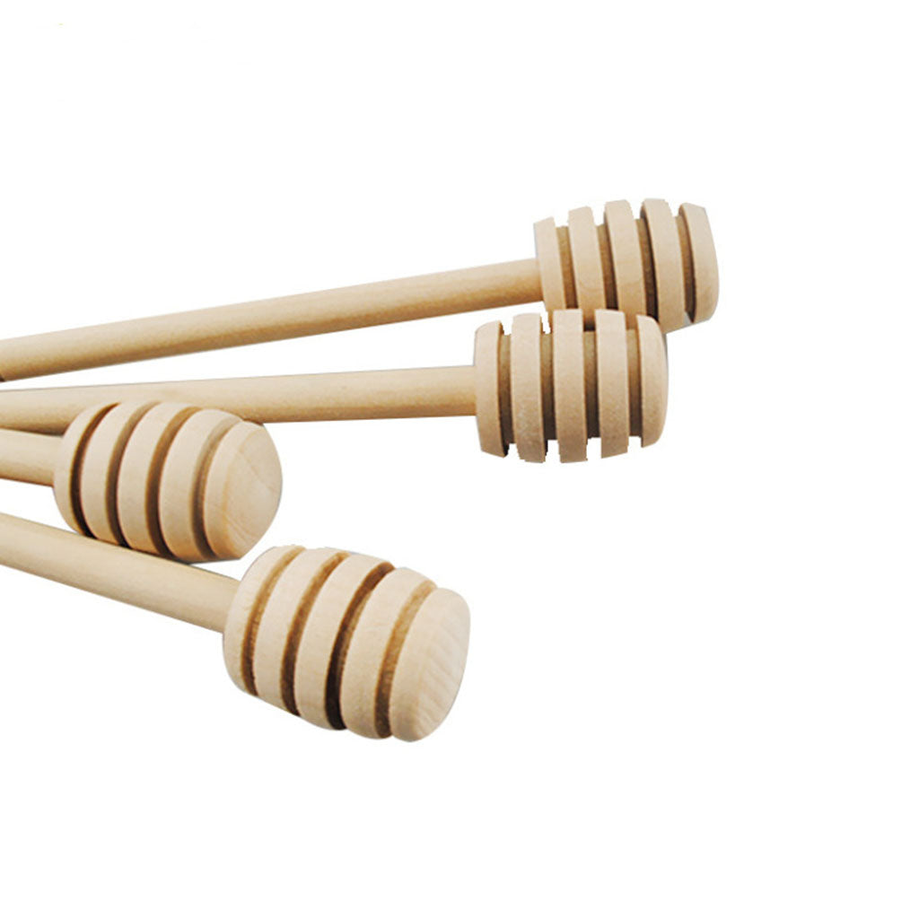 24x Wood Honey Spoon Wooden Dipper Stick Drizzler Server for Maple Syrup Jam