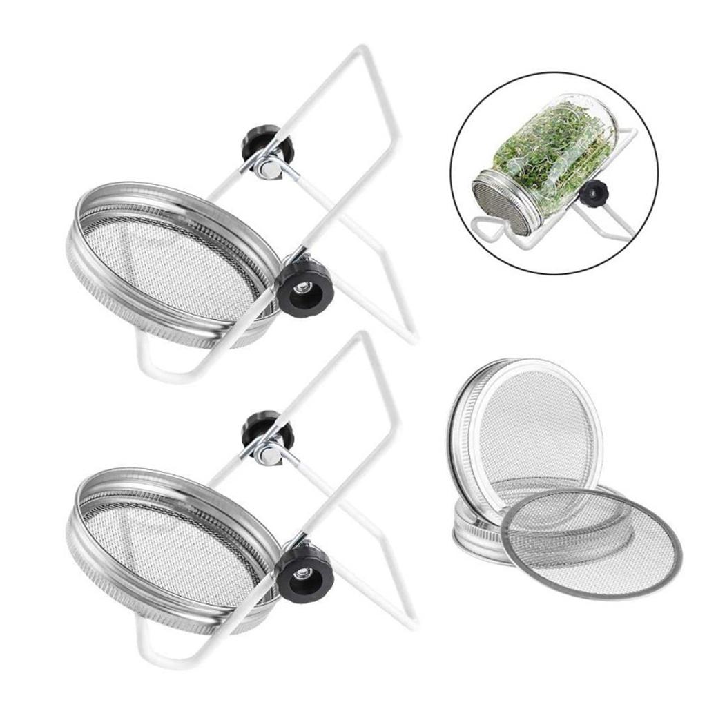 Wide Mouth Mason Jar Screen Sprouting Strainer Lid Cover Seed Sprout Set