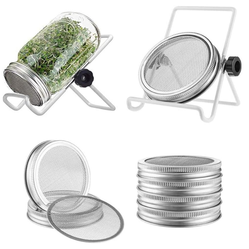 Wide Mouth Mason Jar Screen Sprouting Strainer Lid Cover Seed Sprout Set