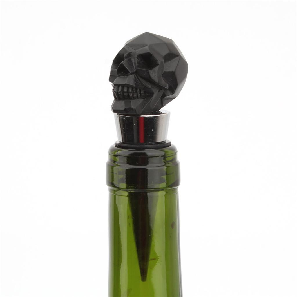 Creative Skull Head Champagne Wine Bottle Stopper Plug for Wedding  Black