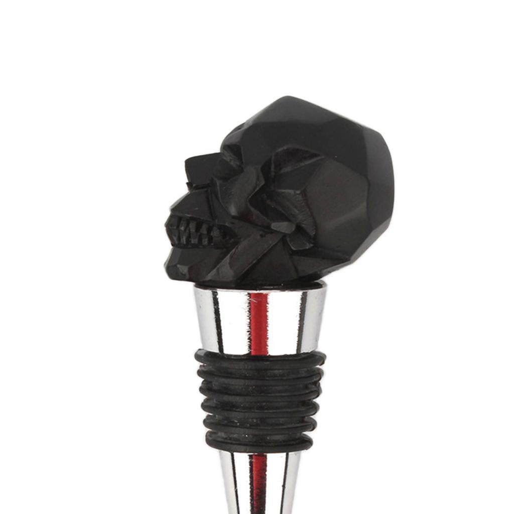 Creative Skull Head Champagne Wine Bottle Stopper Plug for Wedding  Black