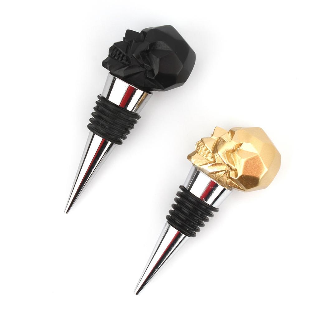 Creative Skull Head Champagne Wine Bottle Stopper Plug for Wedding  Black