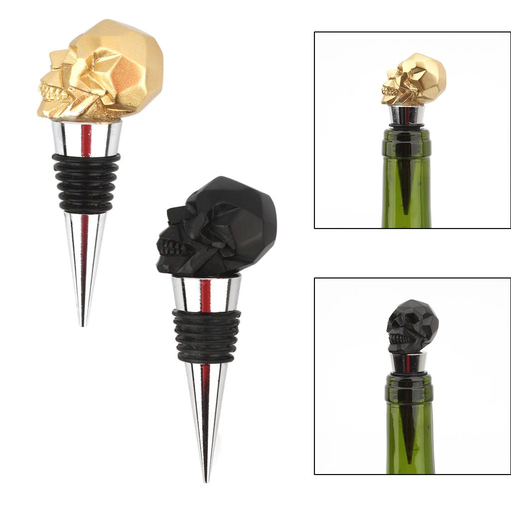 Creative Skull Head Champagne Wine Bottle Stopper Plug for Wedding  Black
