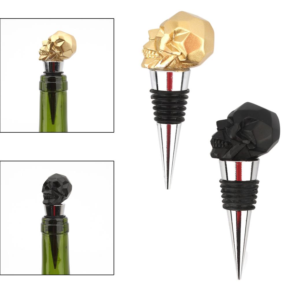 Creative Skull Head Champagne Wine Bottle Stopper Plug for Wedding  Black