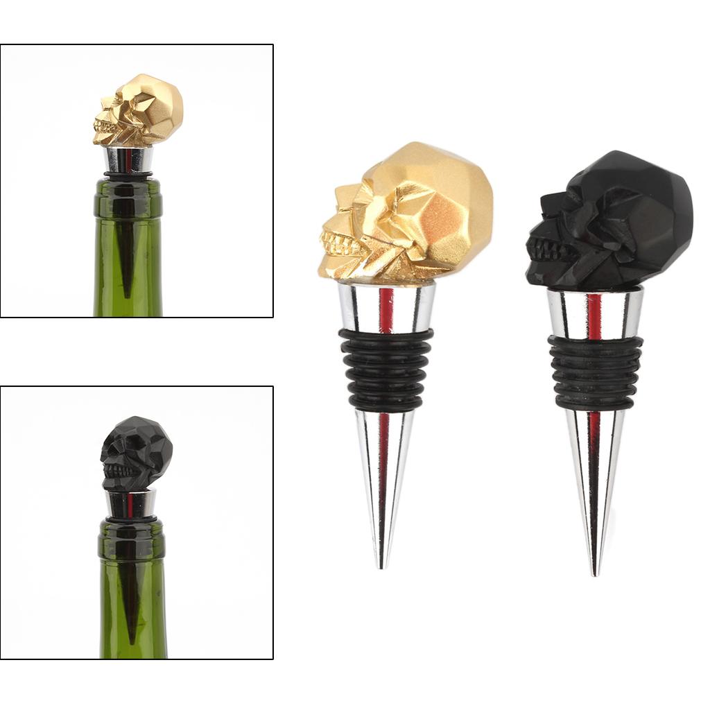 Creative Skull Head Champagne Wine Bottle Stopper Plug for Wedding  Black