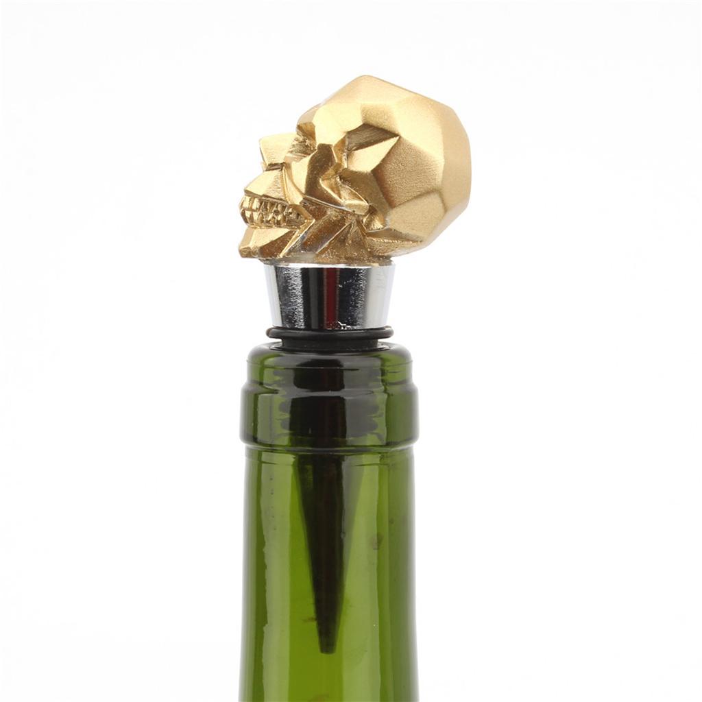 Creative Skull Head Champagne Wine Bottle Stopper Plug for Wedding  Golden