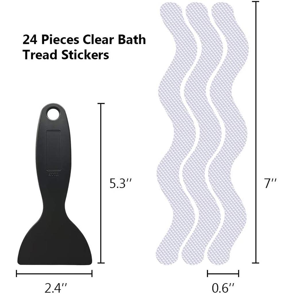 Set of 24 Anti Slip Bath Tape Shower Pad w/ Shovel for Stairs Outdoors Gray