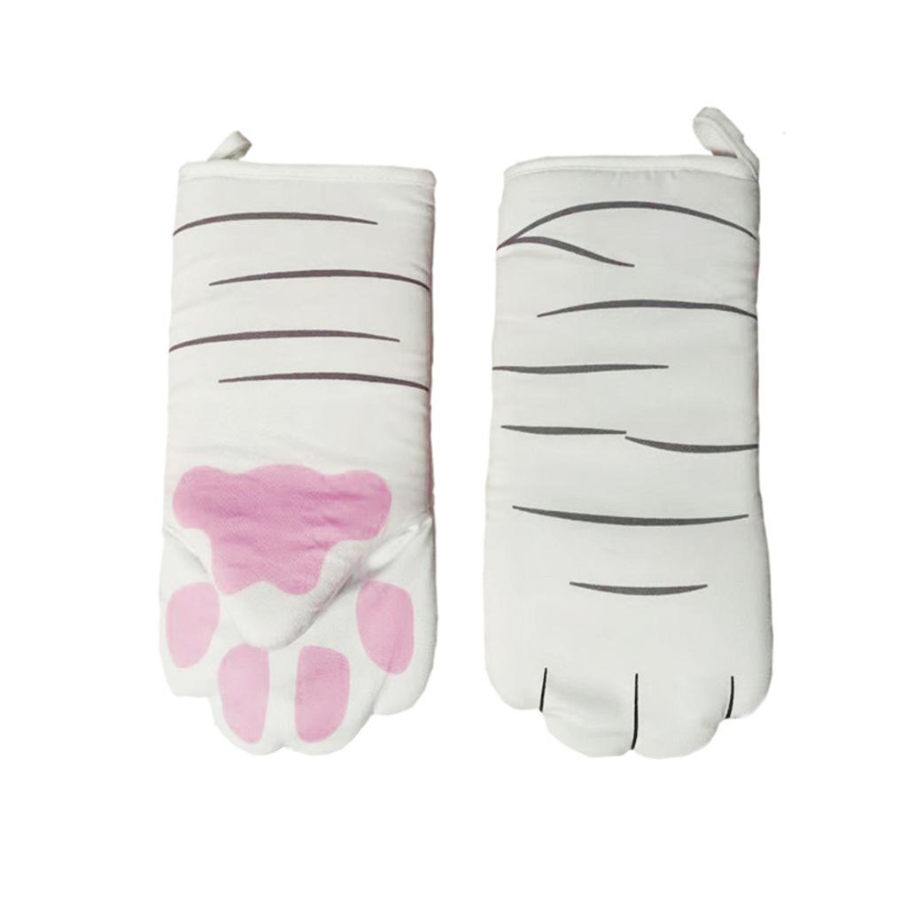 House Cat Paw Oven Mitts Thicken Heat Resistant for Oven Cooking Grill BBQ A