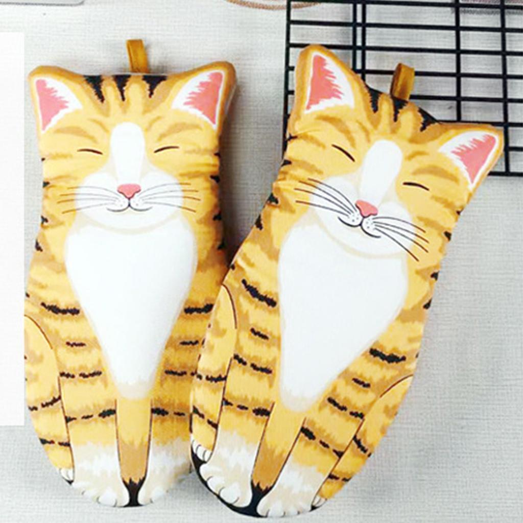 House Cat Paw Oven Mitts Thicken Heat Resistant for Oven Cooking Grill BBQ B