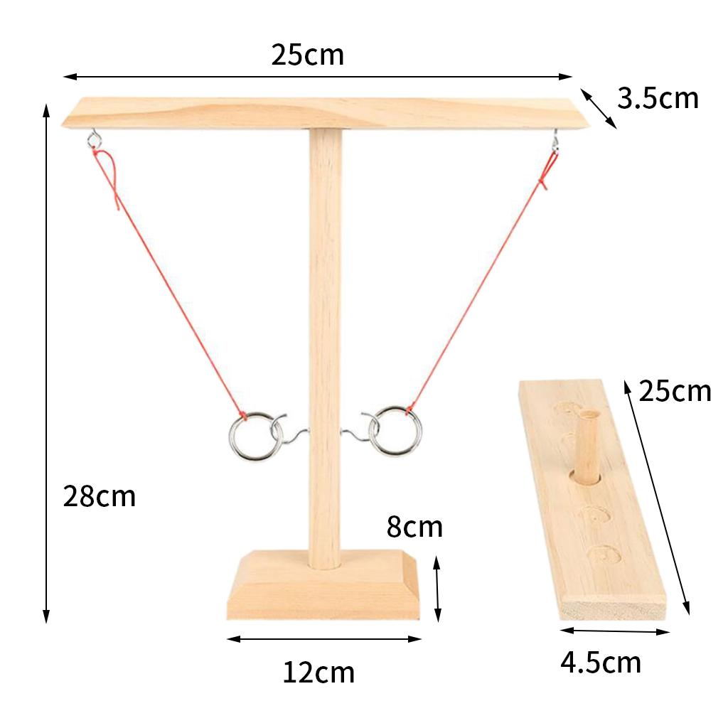 Wooden Hook and Ring-Toss Battle Bar Quick-paced Interactive Game Wood