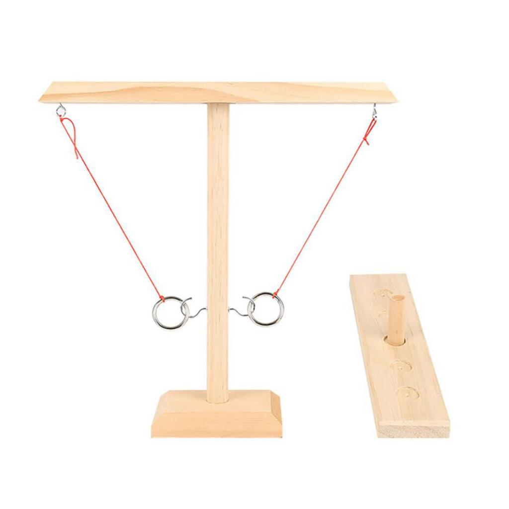 Wooden Hook and Ring-Toss Battle Bar Quick-paced Interactive Game Wood