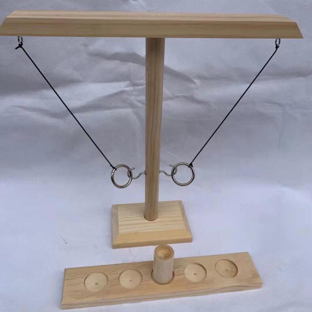 Wooden Hook and Ring-Toss Battle Bar Quick-paced Interactive Game Wood