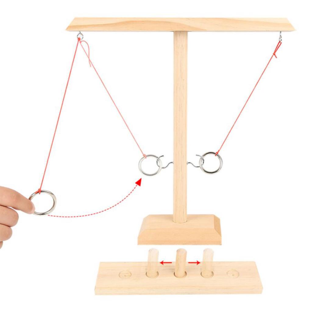 Wooden Hook and Ring-Toss Battle Bar Quick-paced Interactive Game Wood