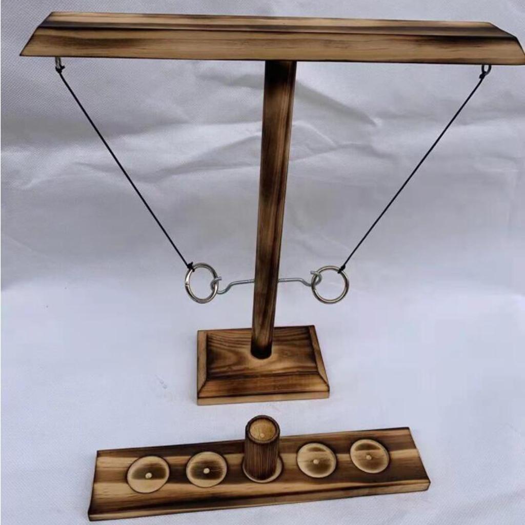 Wooden Hook and Ring-Toss Battle Bar Quick-paced Interactive Game Wood