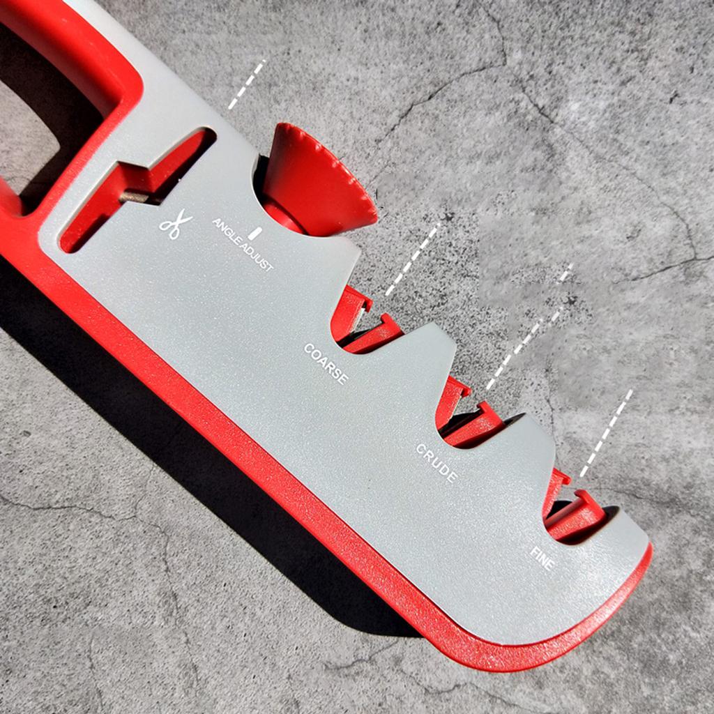 Kitchen Knife Sharpener Adjustable Scissor Knife Sharpening Tool Gray Red
