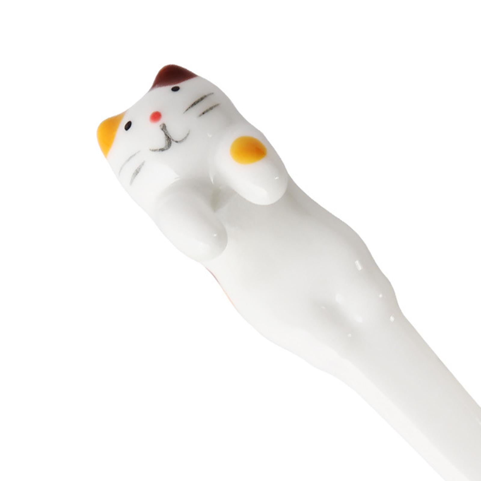 Ceramics Spoon Cat Design Teaspoons for Dessert Cappuccino Yellow Brown Cat