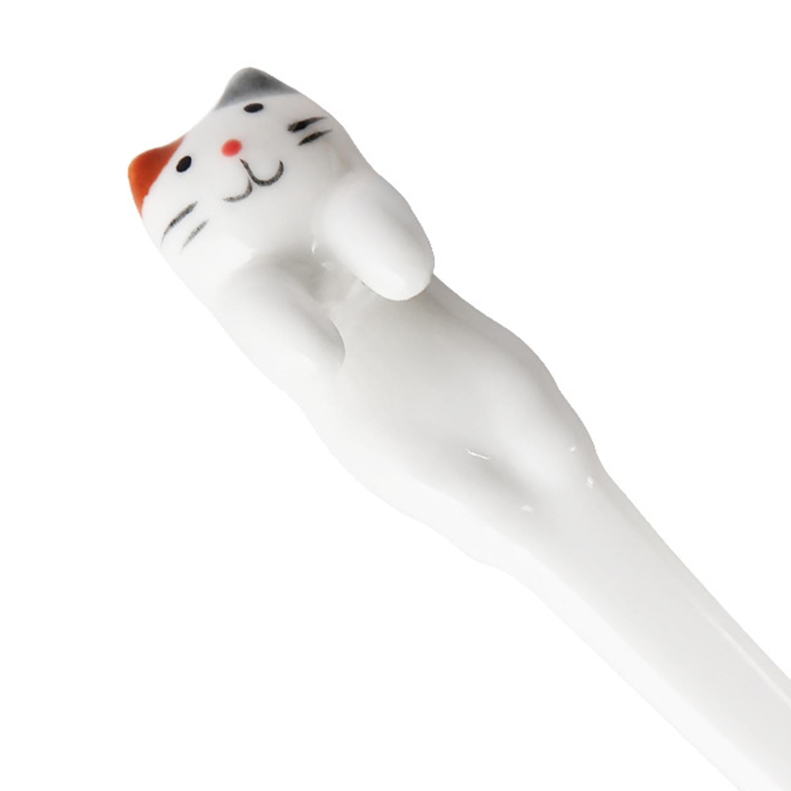 Ceramics Spoon Cat Design Teaspoons for Dessert Cappuccino Gray Brown Cat