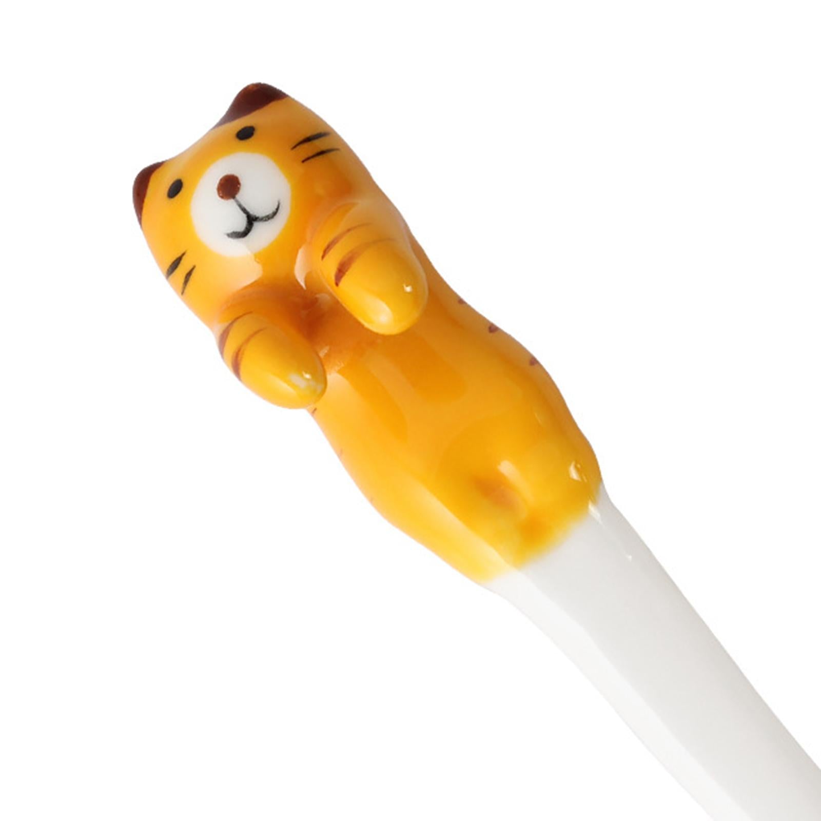 Ceramics Spoon Cat Design Teaspoons for Dessert Cappuccino Orange Cat