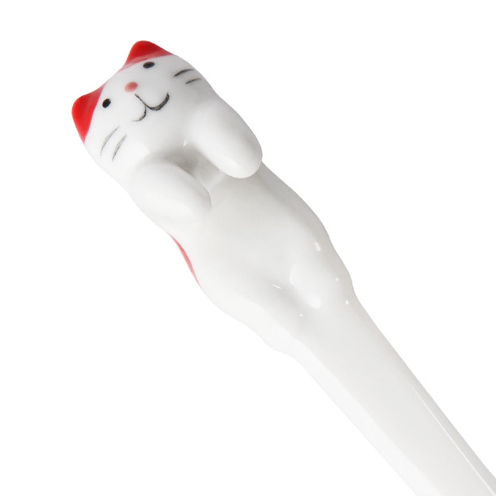 Ceramics Spoon Cat Design Teaspoons for Dessert Cappuccino Red Cat