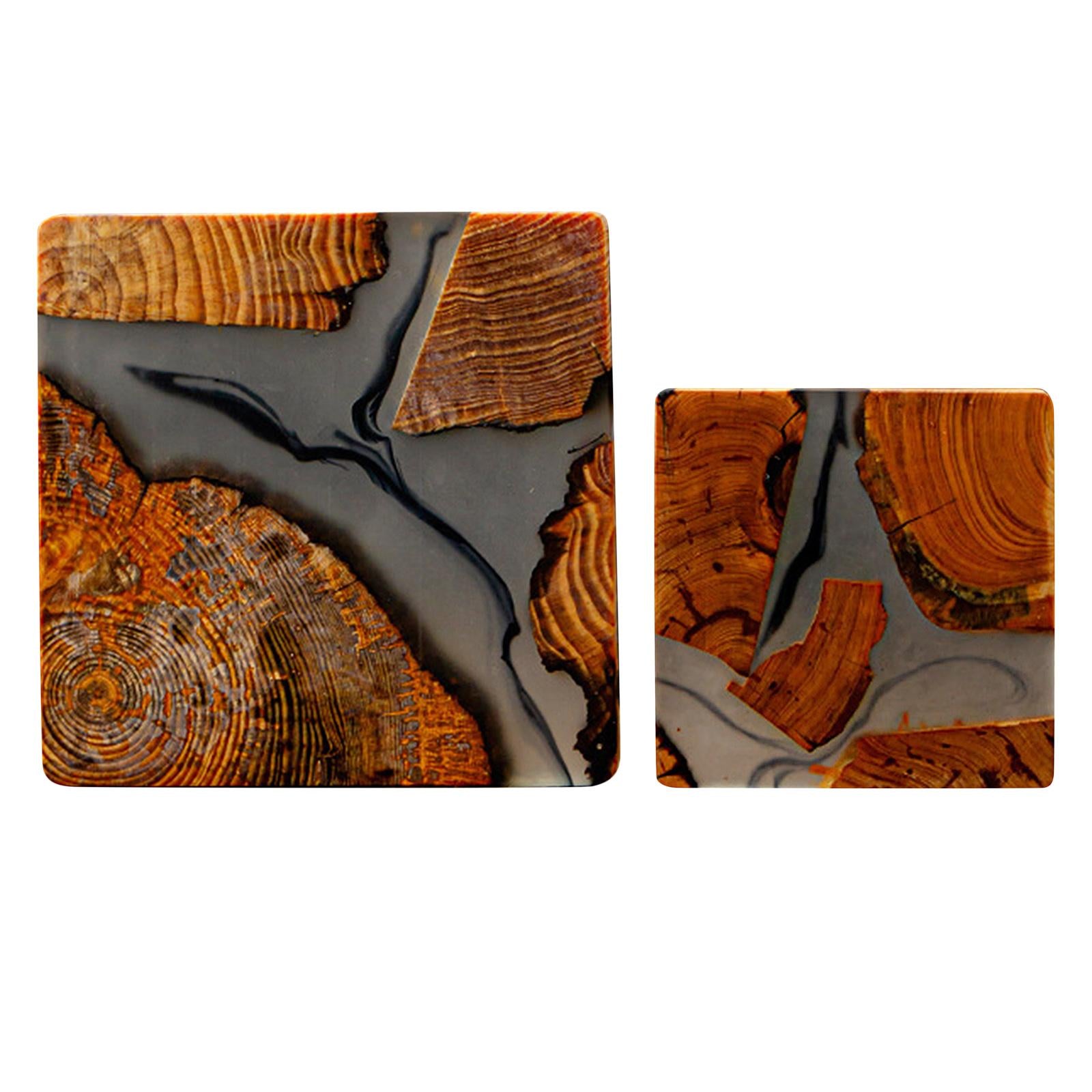 Creative Resin Wood Coasters Tea Cup Square Pad Tableware Decor Coaster
