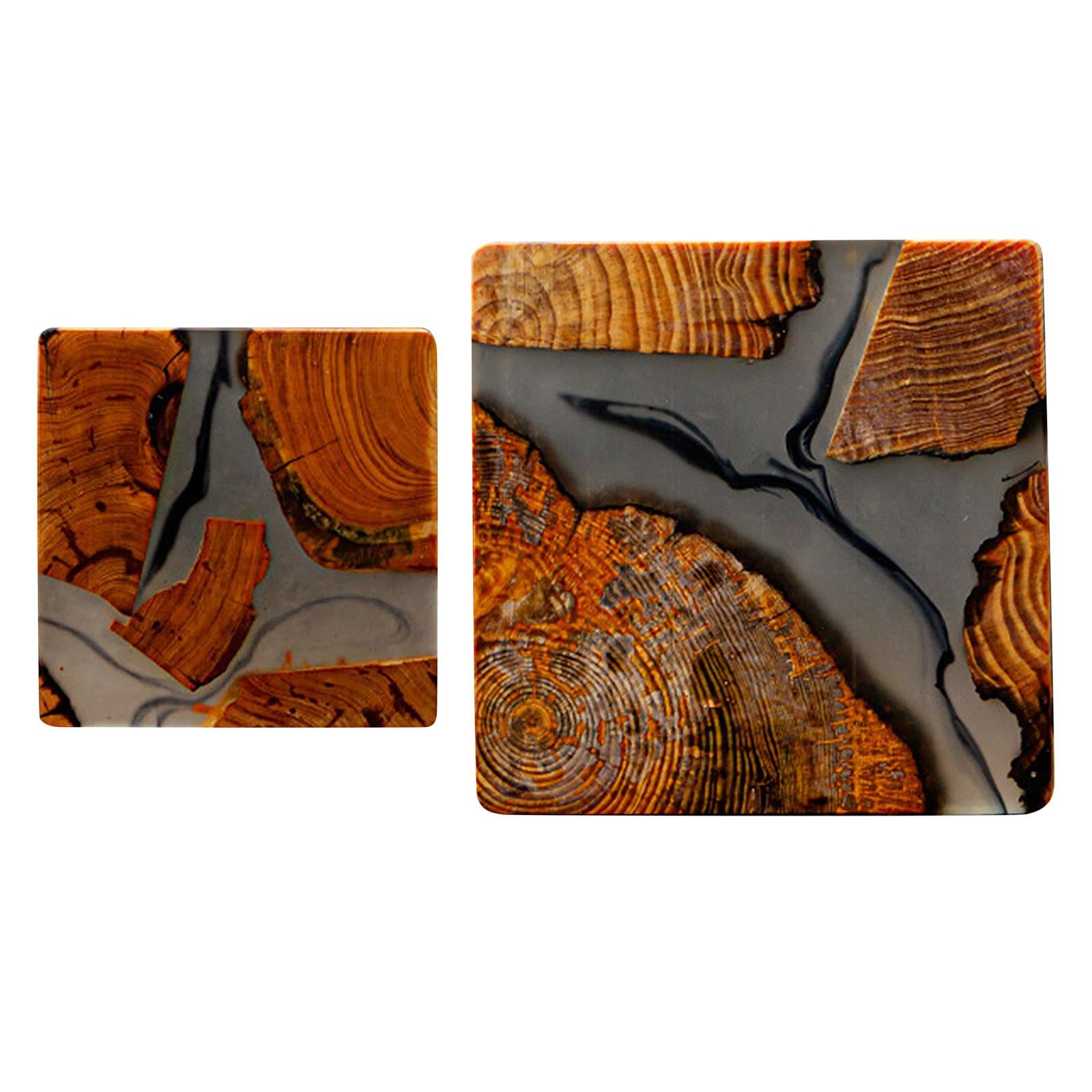 Creative Resin Wood Coasters Tea Cup Square Pad Tableware Decor Coaster