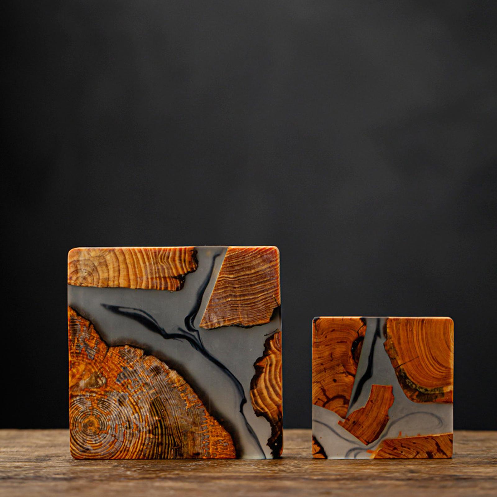 Creative Resin Wood Coasters Tea Cup Square Pad Tableware Decor Teapot Mat