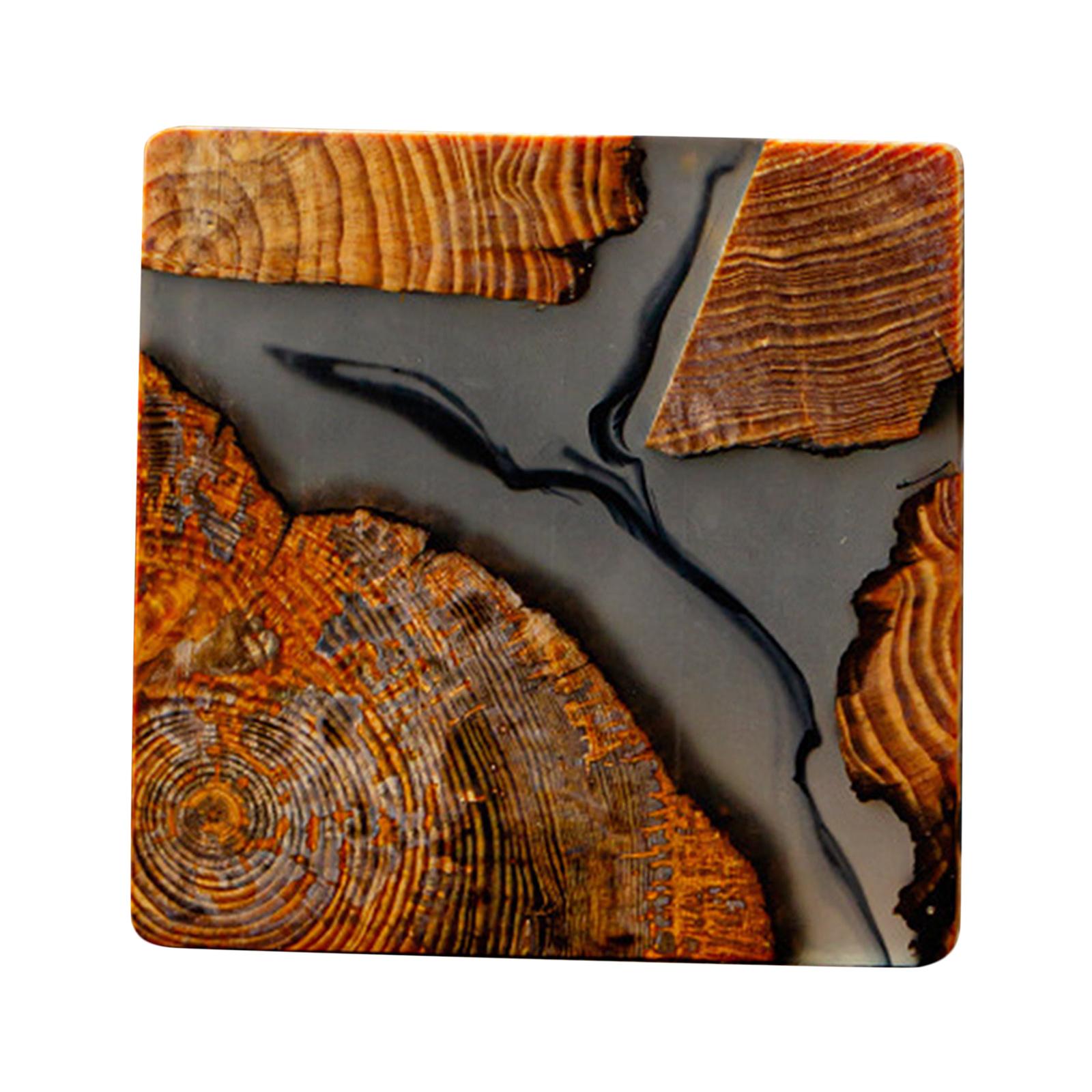 Creative Resin Wood Coasters Tea Cup Square Pad Tableware Decor Teapot Mat