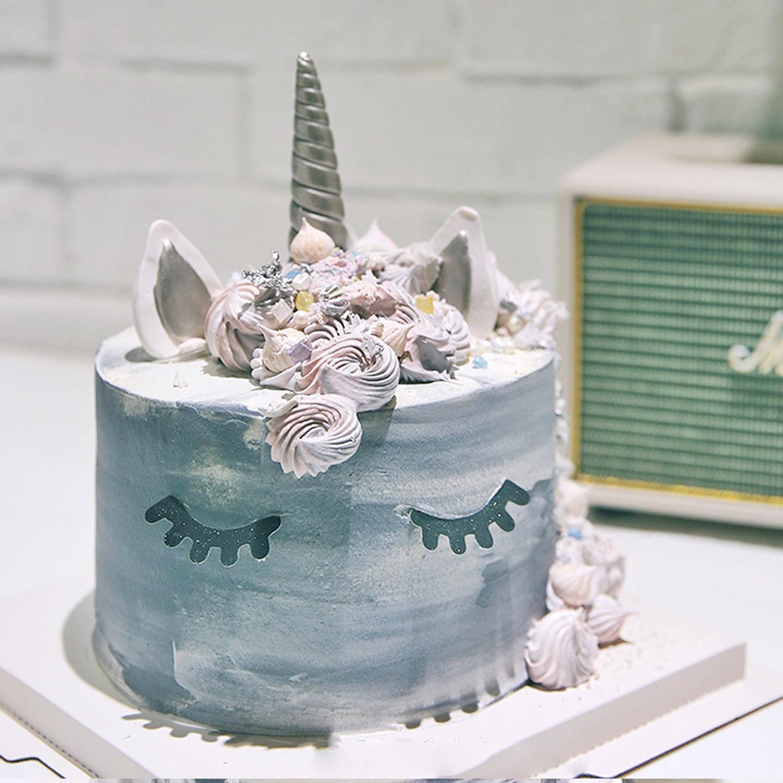 Unicorn Cake Topper Party Cupcake Decoration Supplies L Silver