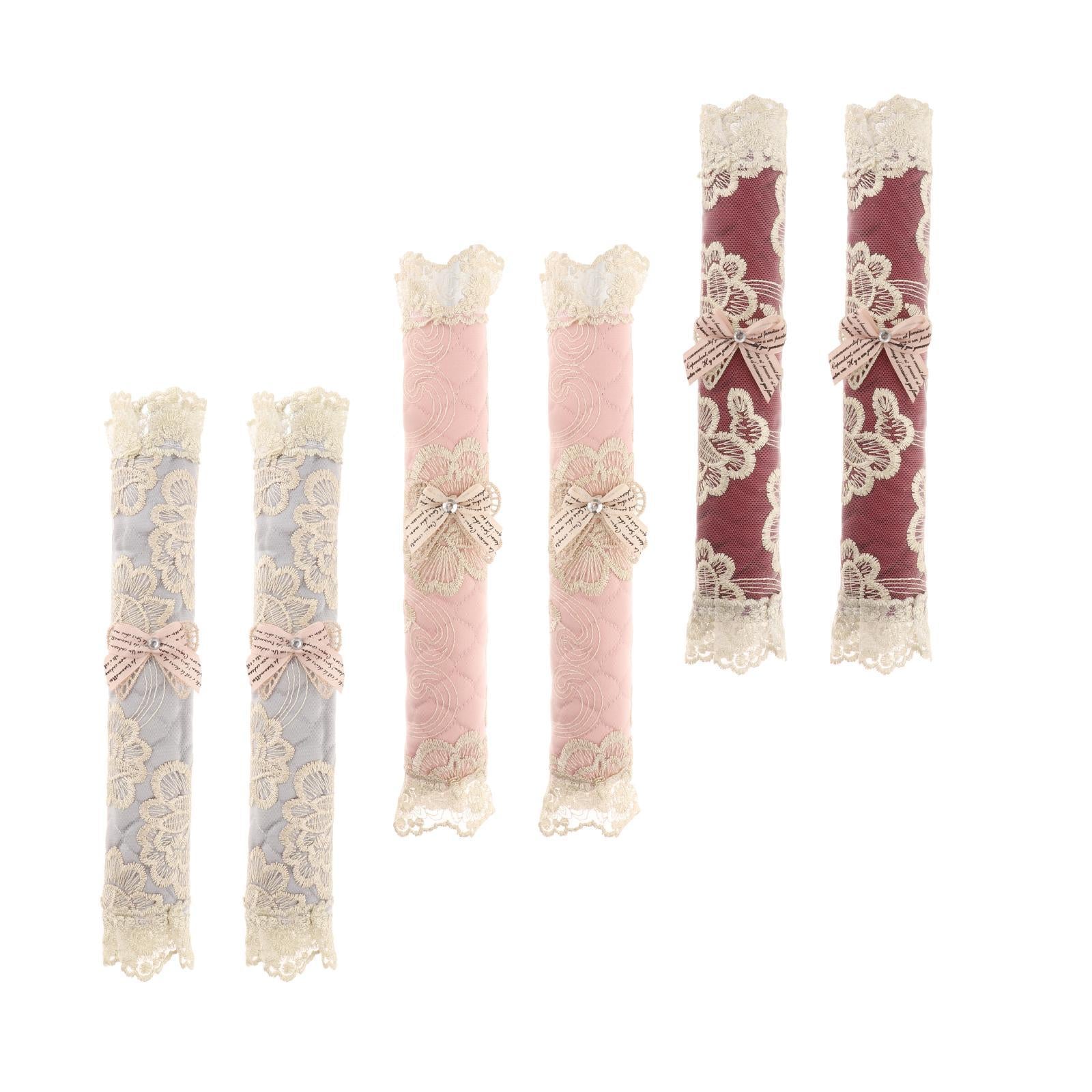 Refrigerator Door Handle Lace Covers Kitchen Appliance Handle Cover Pink