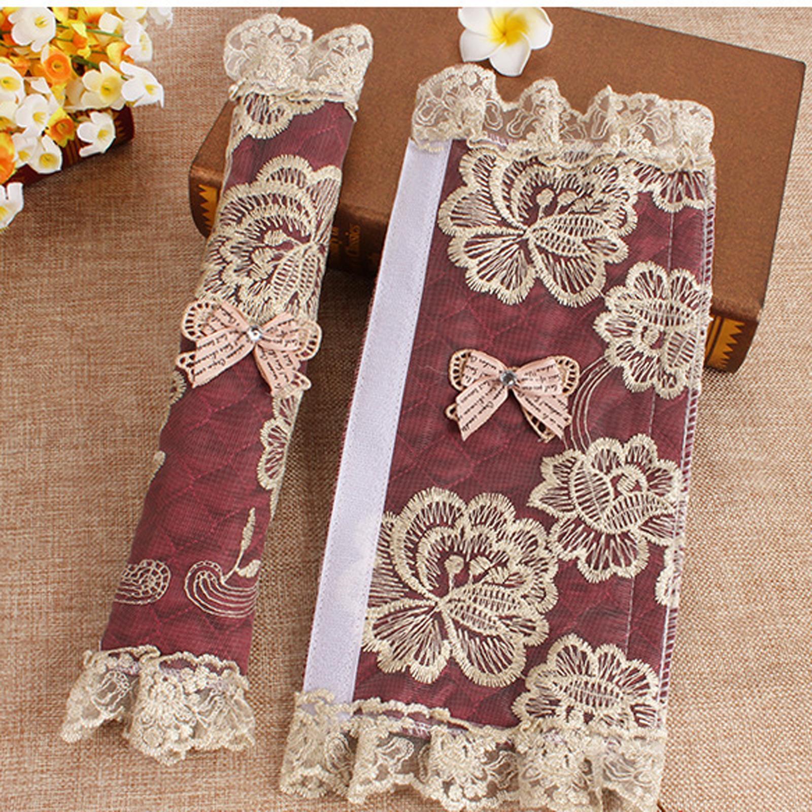 Refrigerator Door Handle Lace Covers Kitchen Appliance Handle Cover Wine Red