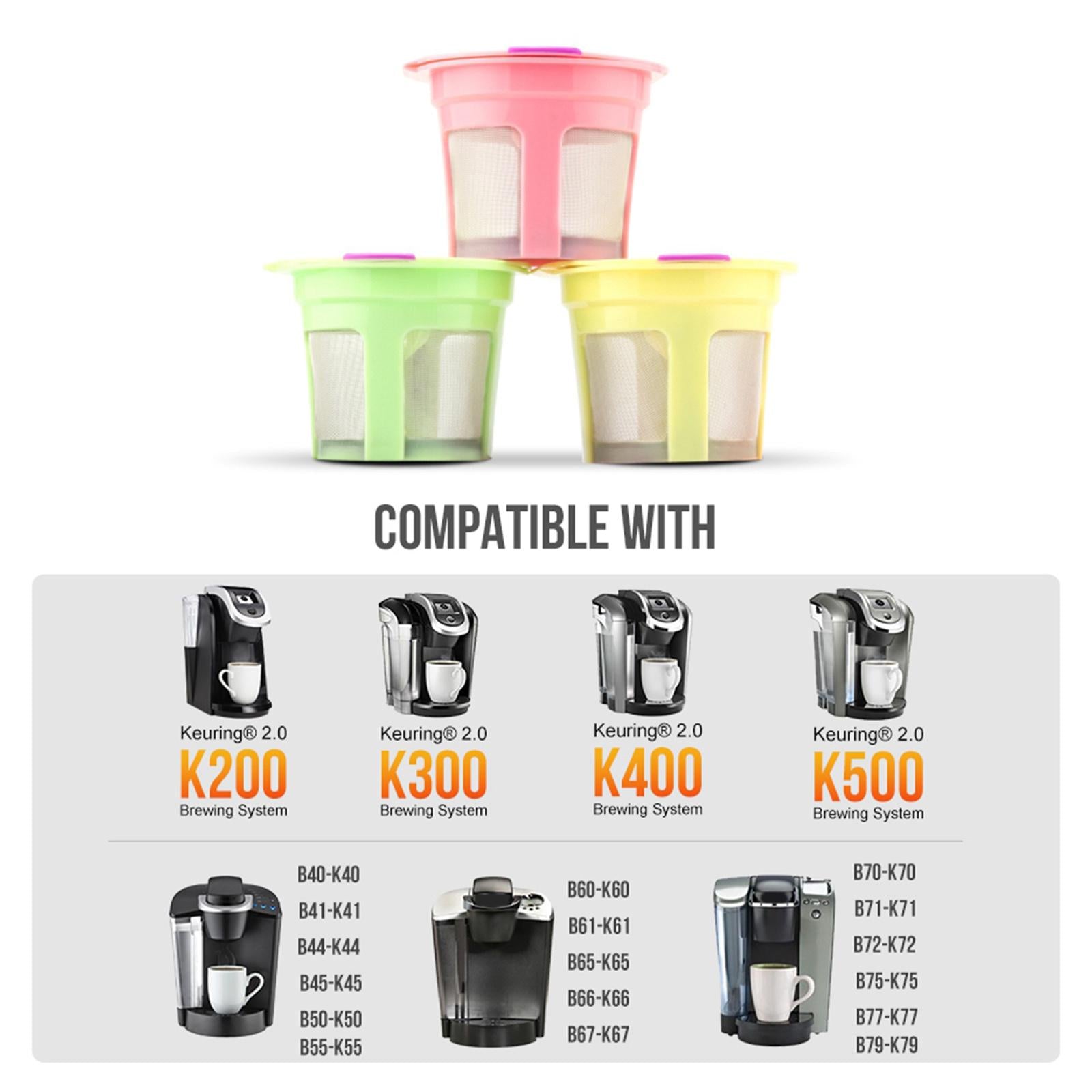 Reusable Refillable K Cup Coffee Pod Filters for Keurig 1.0 2.0 Series 5pcs