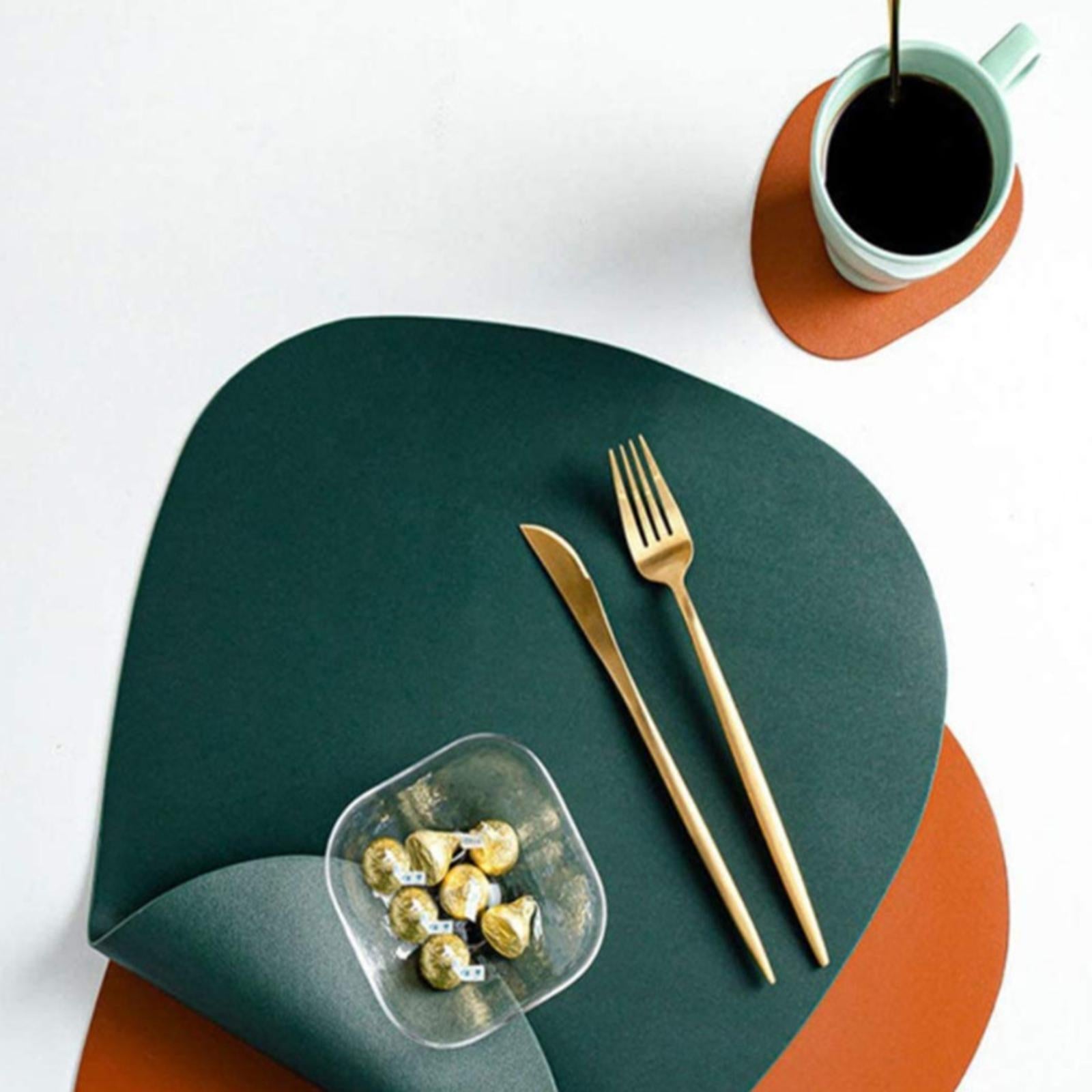 Nordic Style PU Leather Placemat Pad Table Mat Bowl Mat Coaster Waterproof