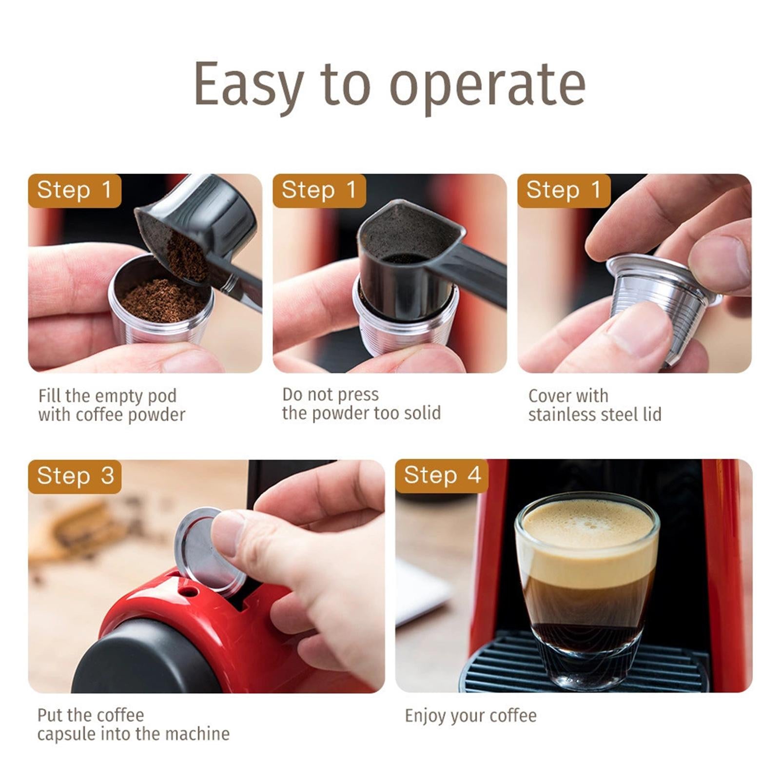 Coffee Capsule Stainless Steel Reusable for Le Cube  no coffee Tamper