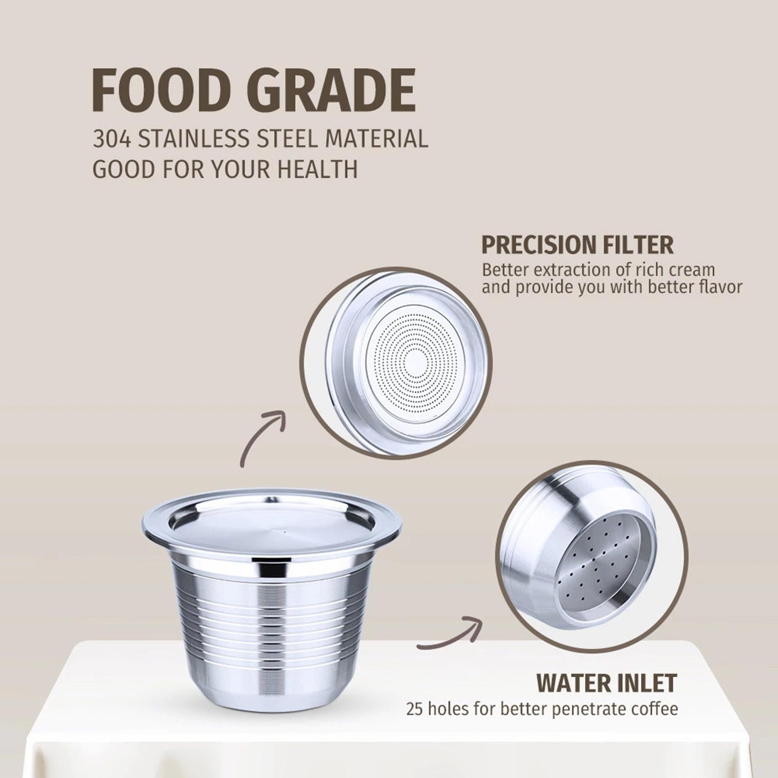 Coffee Capsule Stainless Steel Reusable for Le Cube  no coffee Tamper