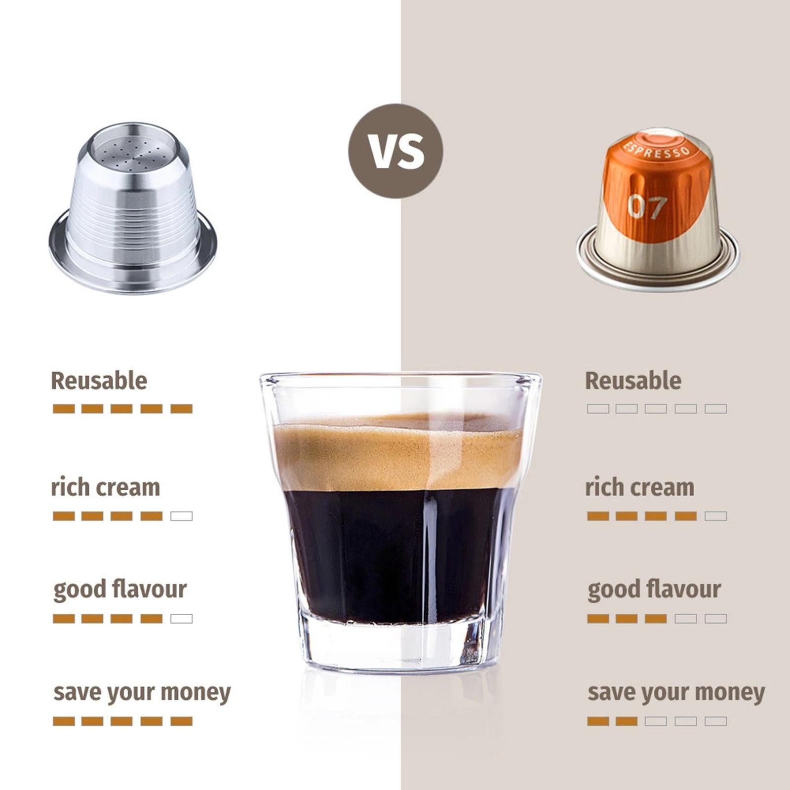 Coffee Capsule Stainless Steel Reusable for Le Cube  with coffee Tamper
