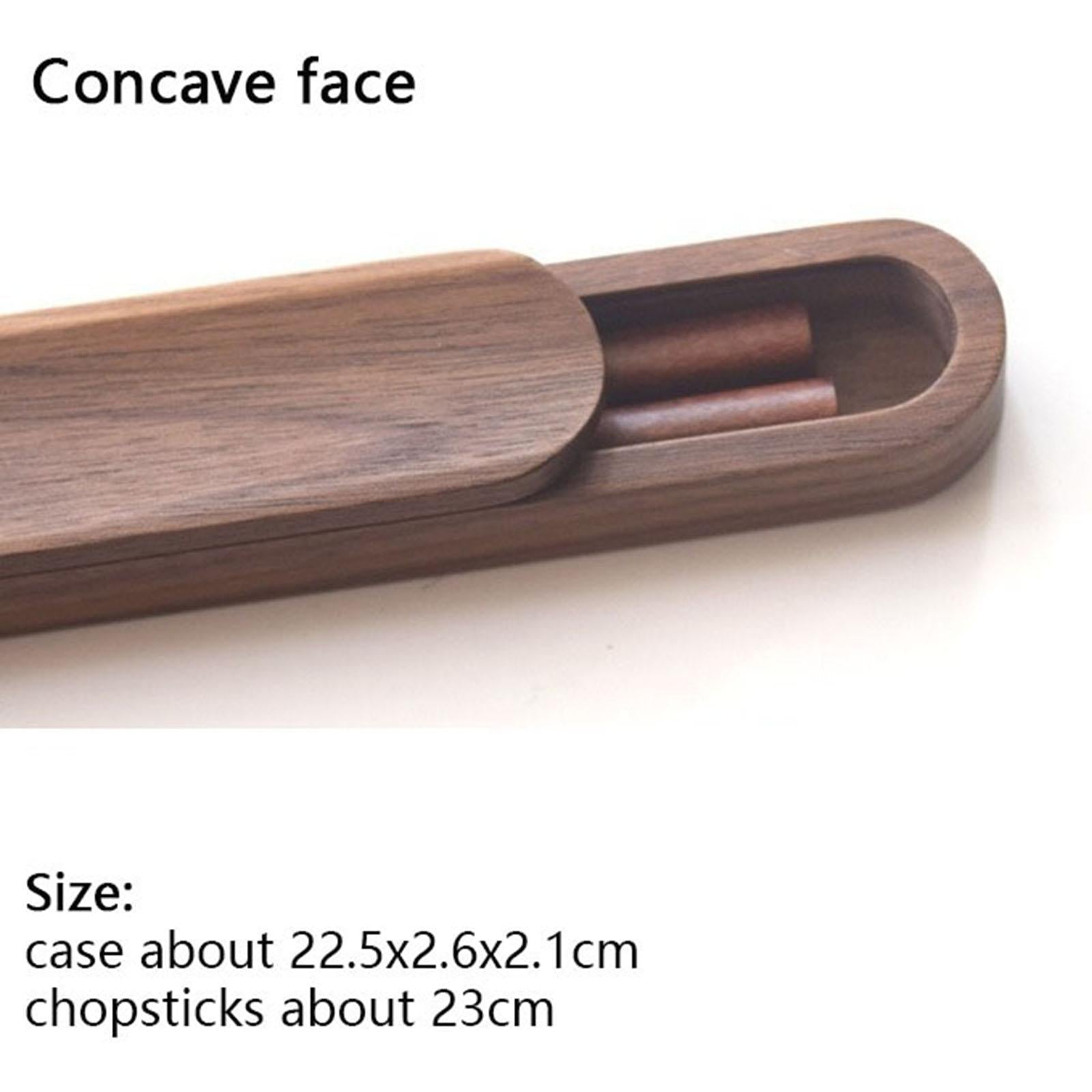 Portable Outdoor Walnut Solid Wood Chopsticks with Box Case concave 23cm