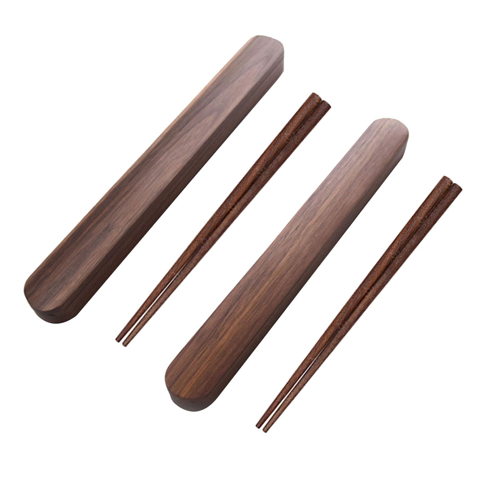 Portable Outdoor Walnut Solid Wood Chopsticks with Box Case concave 23cm