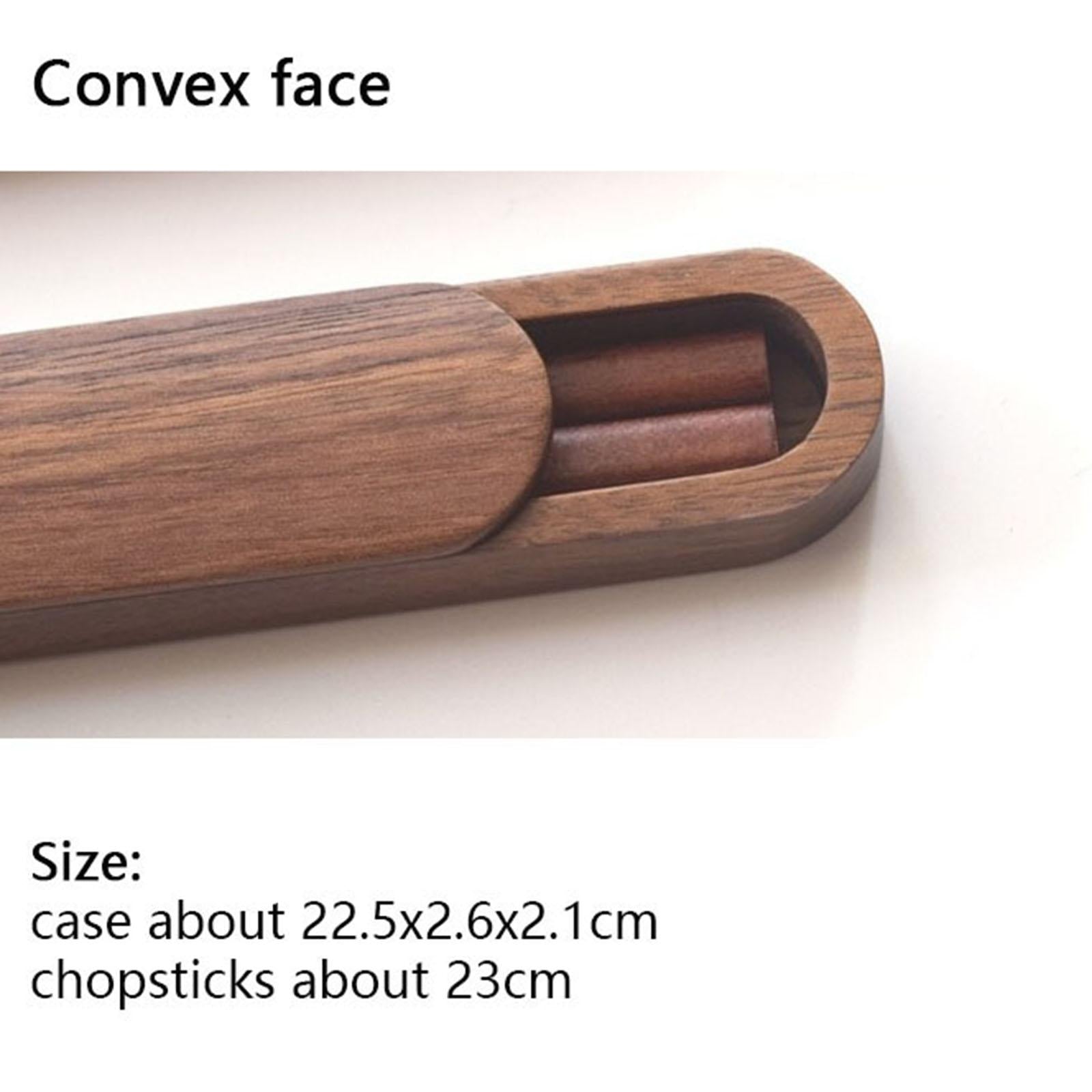 Portable Outdoor Walnut Solid Wood Chopsticks with Box Case convex 23cm