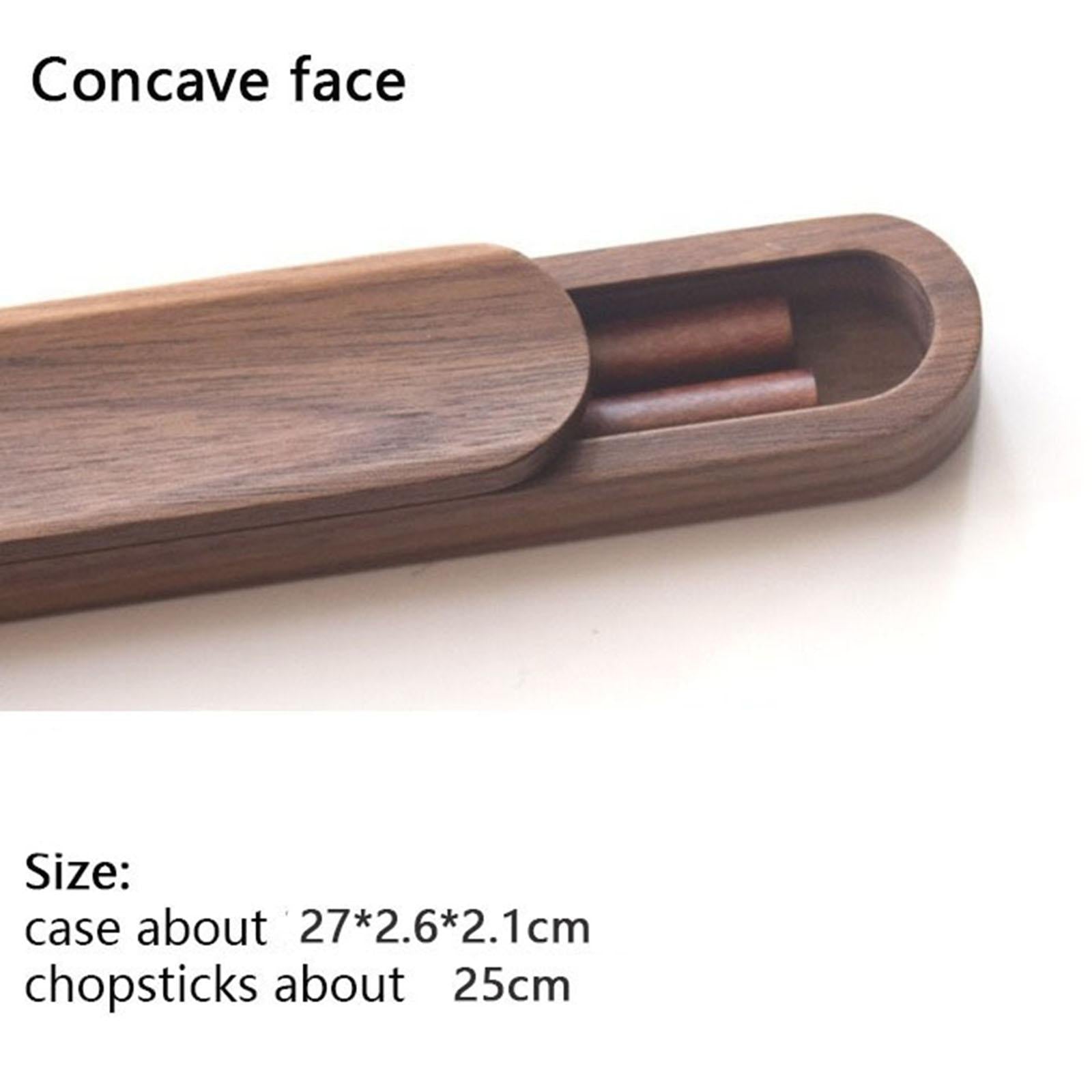Portable Outdoor Walnut Solid Wood Chopsticks with Box Case concave 25cm