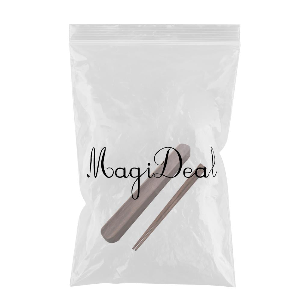 Portable Outdoor Walnut Solid Wood Chopsticks with Box Case concave 25cm