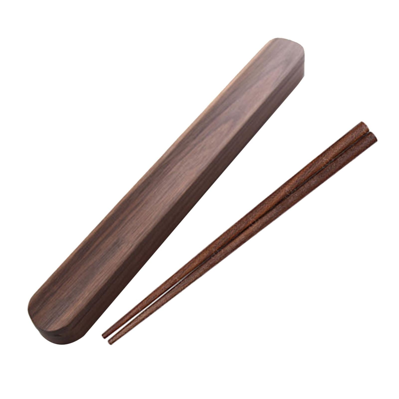Portable Outdoor Walnut Solid Wood Chopsticks with Box Case concave 25cm